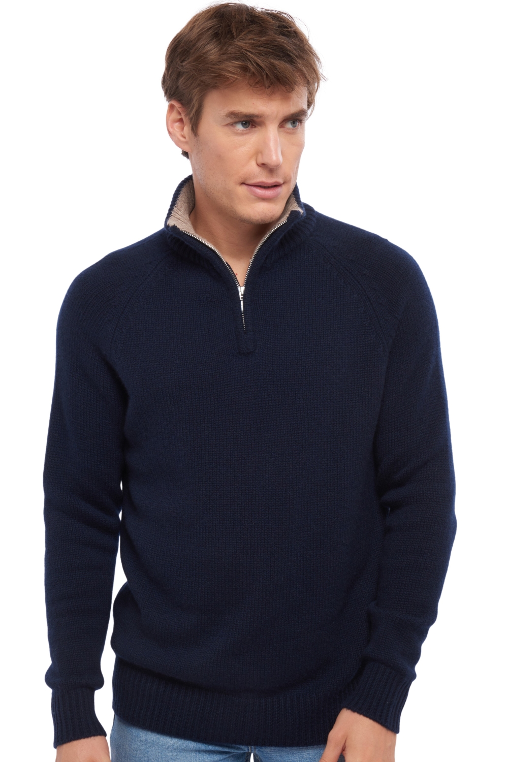 Cachemire pull homme epais angers marine fonce toast 3xl