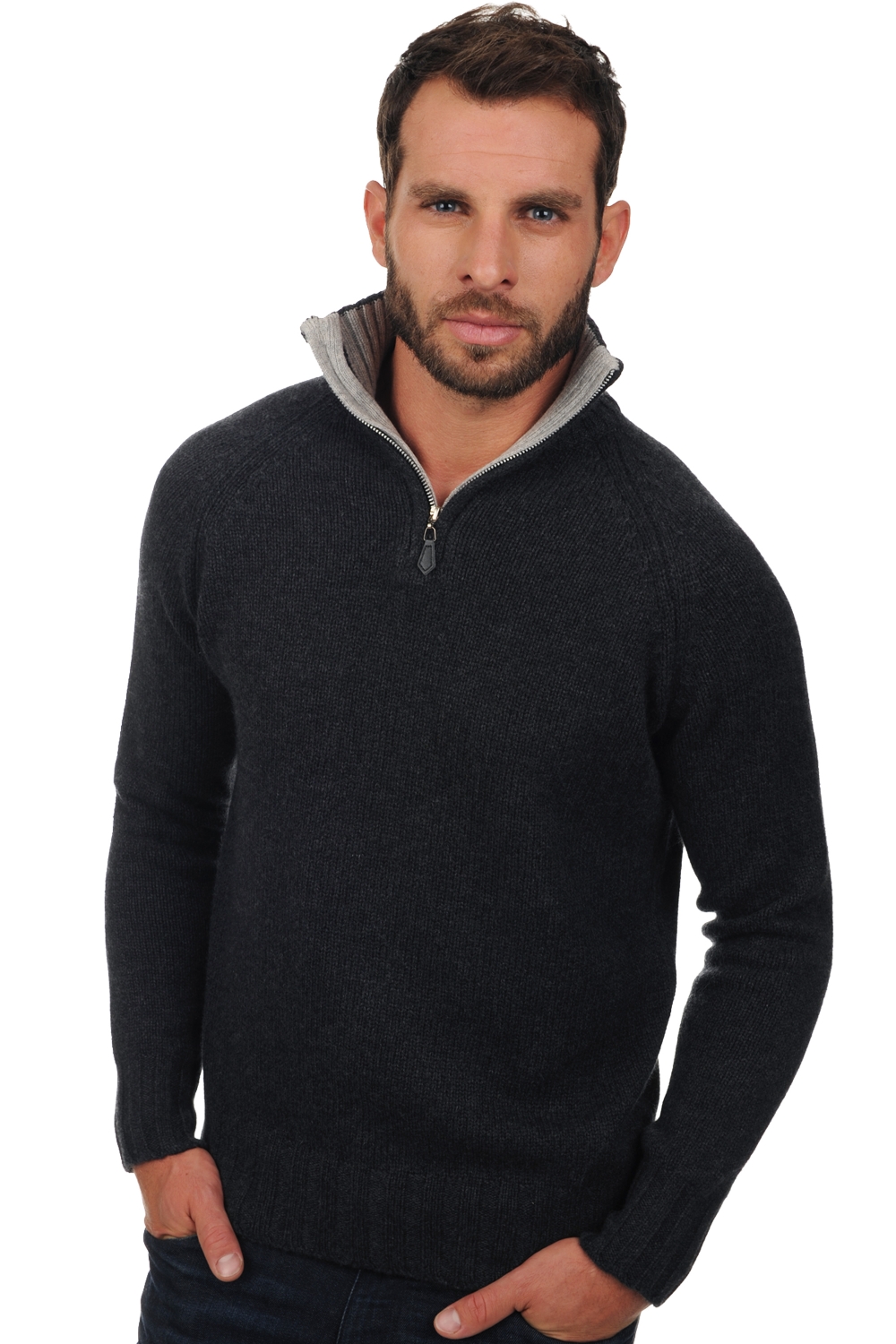 Cachemire pull homme epais olivier anthracite chine flanelle chine l