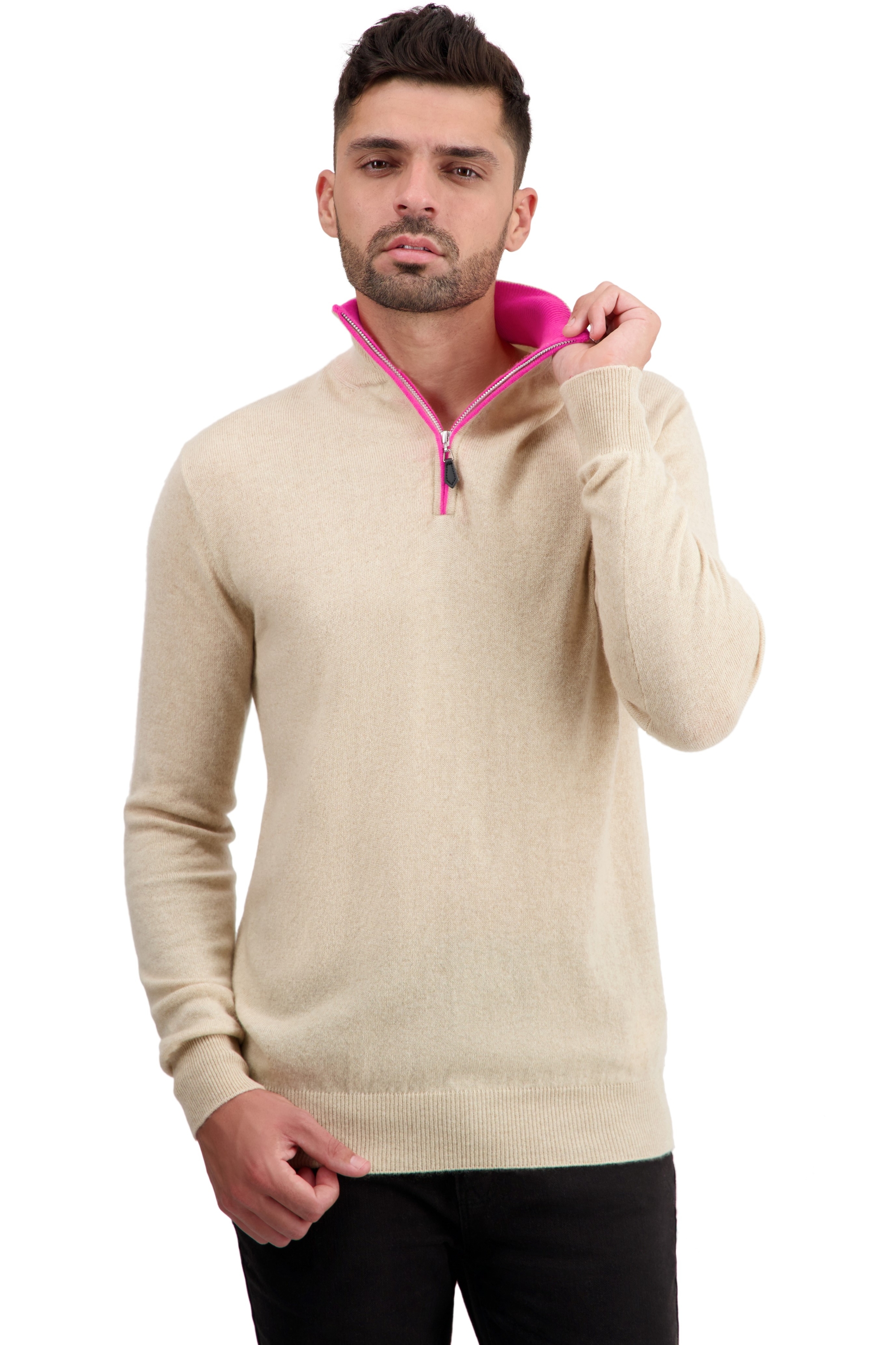 Cachemire pull homme themon natural beige dayglo m