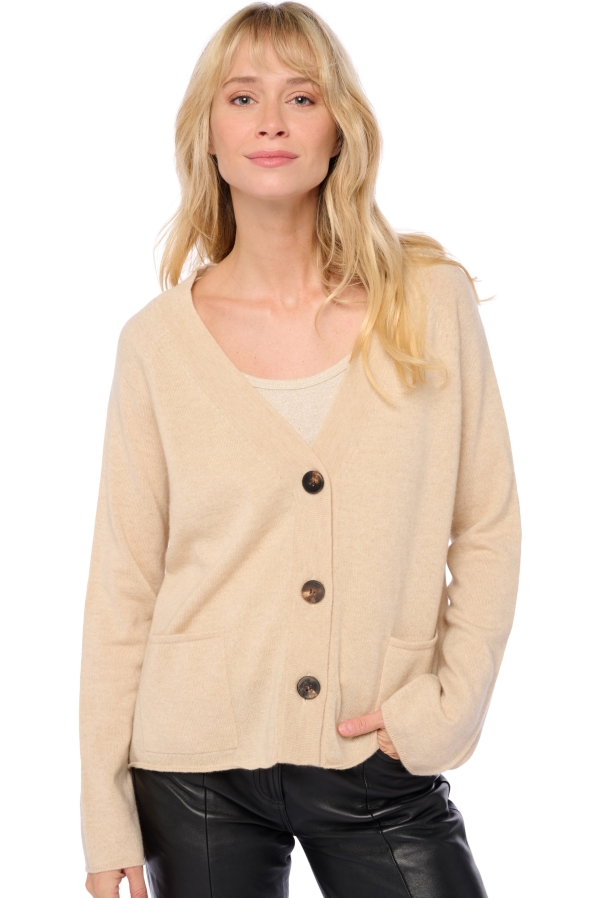 Cachemire gilet femme chana natural beige t2