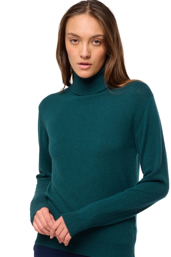 Cachemire pull femme col roule tale first vert emeraude xs