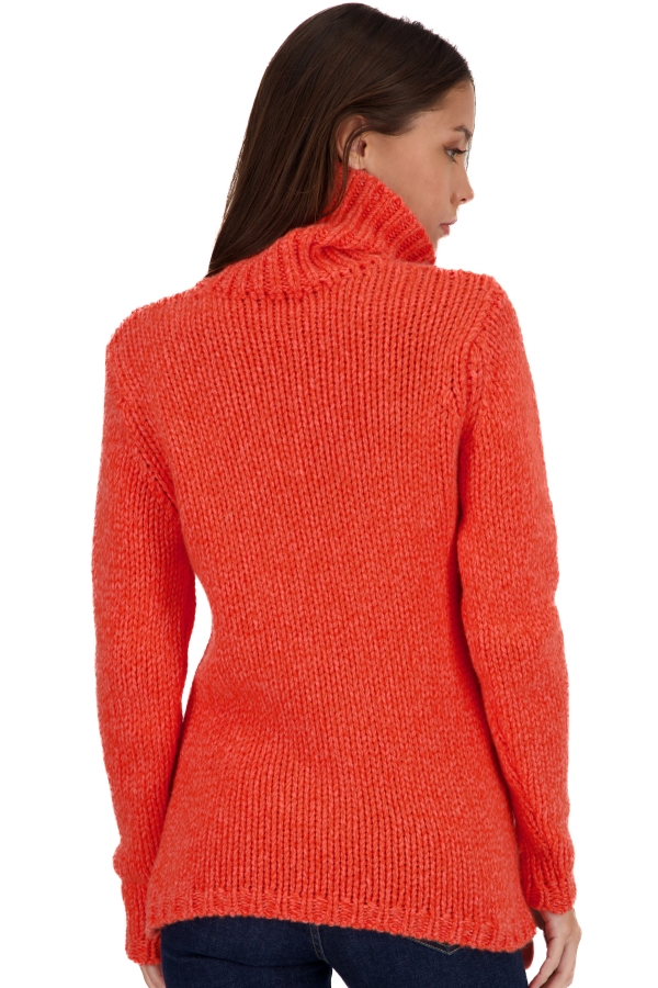 Cachemire pull femme col roule vicenza peach bloody orange xl