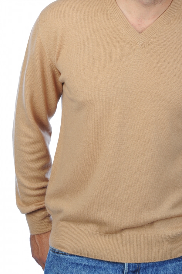 Cachemire pull homme col v gaspard camel 