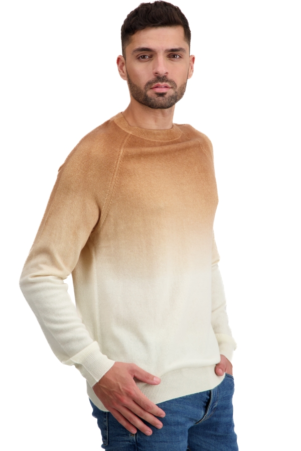 Cachemire pull homme soldes ticino natural ecru camel 4xl
