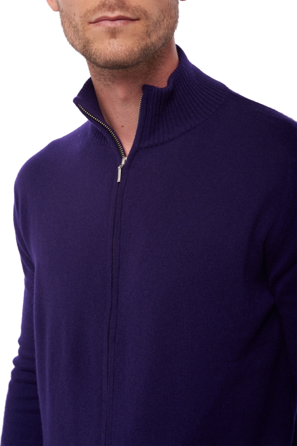 Cachemire pull homme zip capuche elton deep purple xl