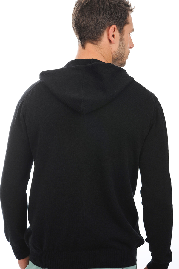 Cachemire pull homme zip capuche hiro noir l