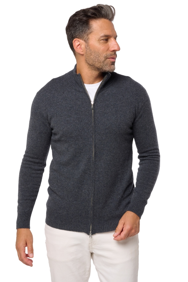 Cachemire pull homme zip capuche thobias first dark grey l