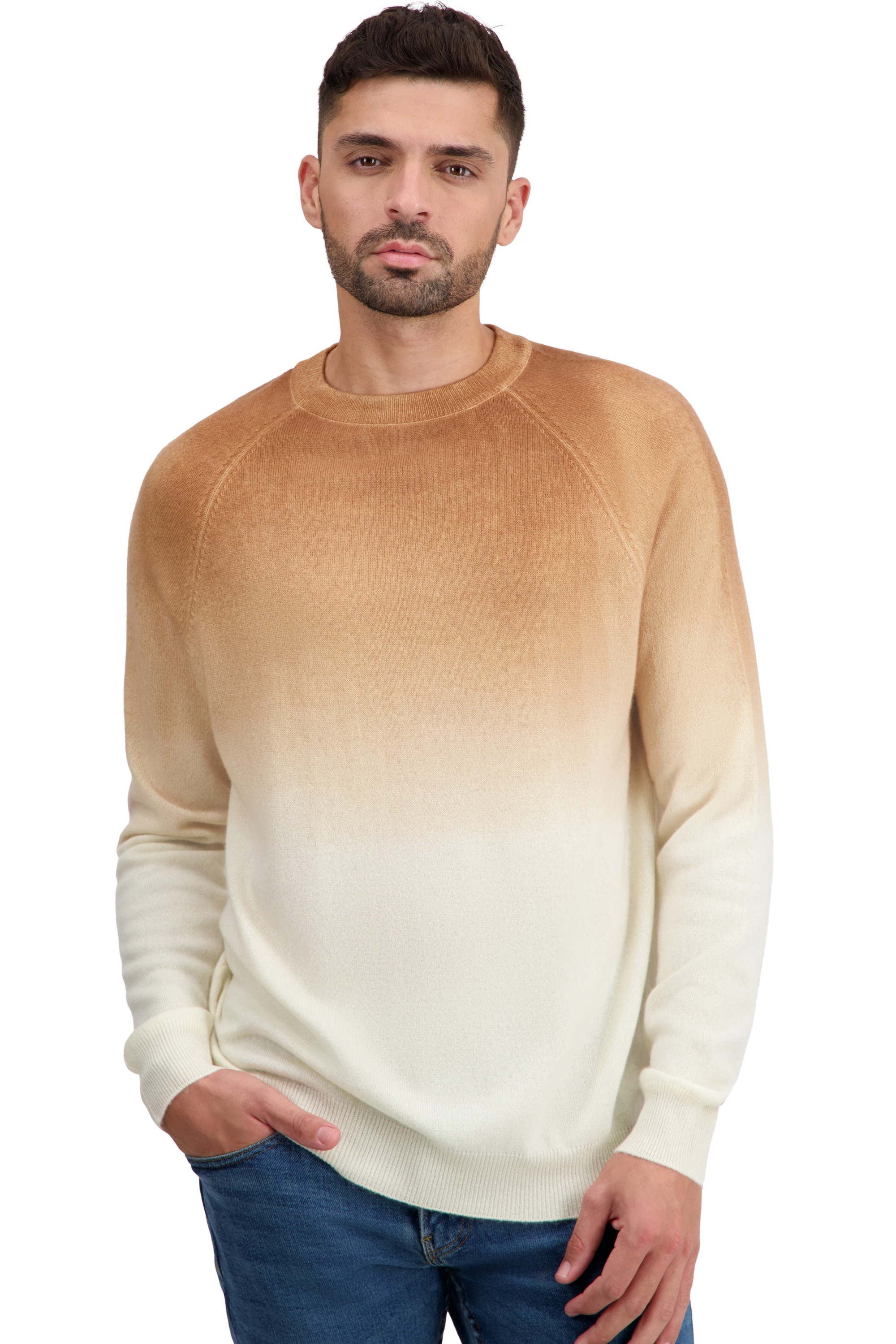 Cachemire derniere chance homme ticino natural ecru camel 4xl