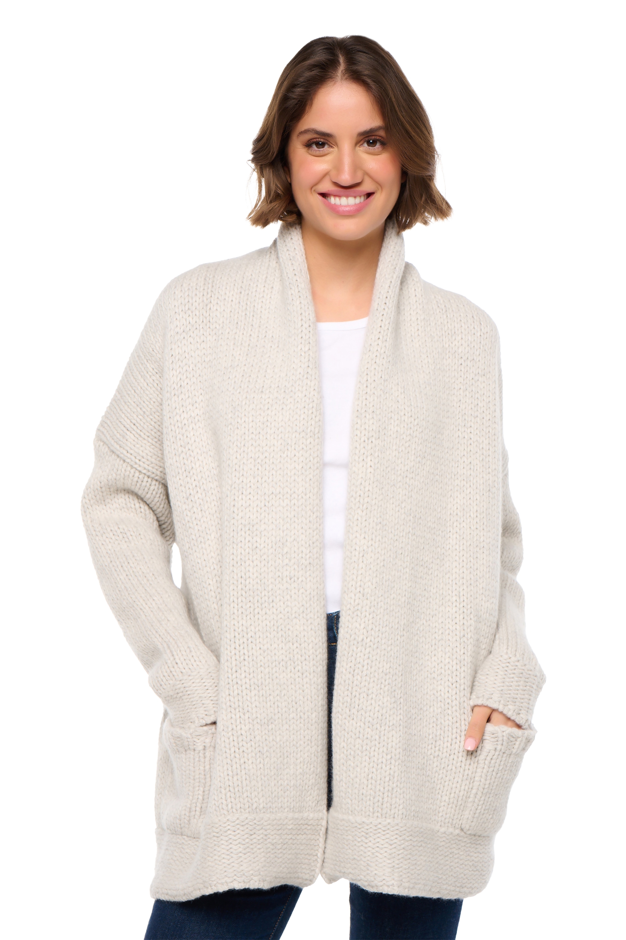 Cachemire gilet femme vienne flanelle chine natural ecru s