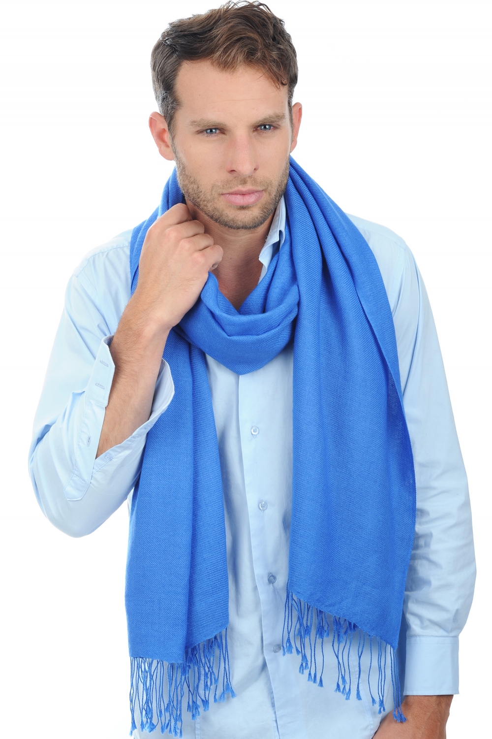 Cachemire pashmina diamant bleuet 201 cm x 71 cm