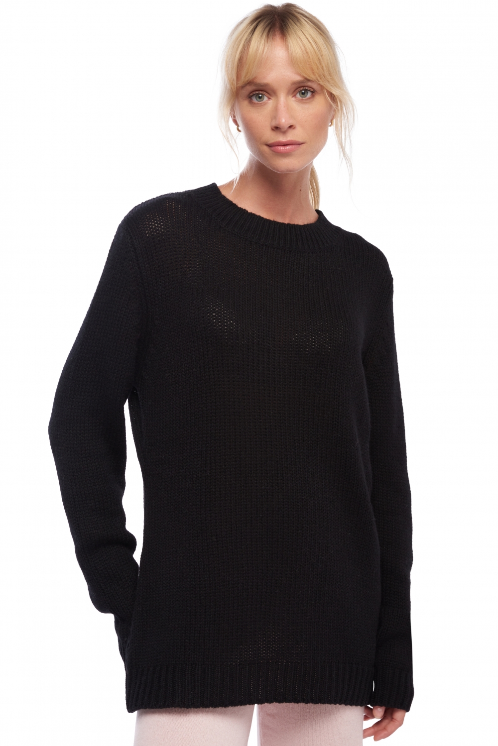 Cachemire pull femme col rond marielle noir l