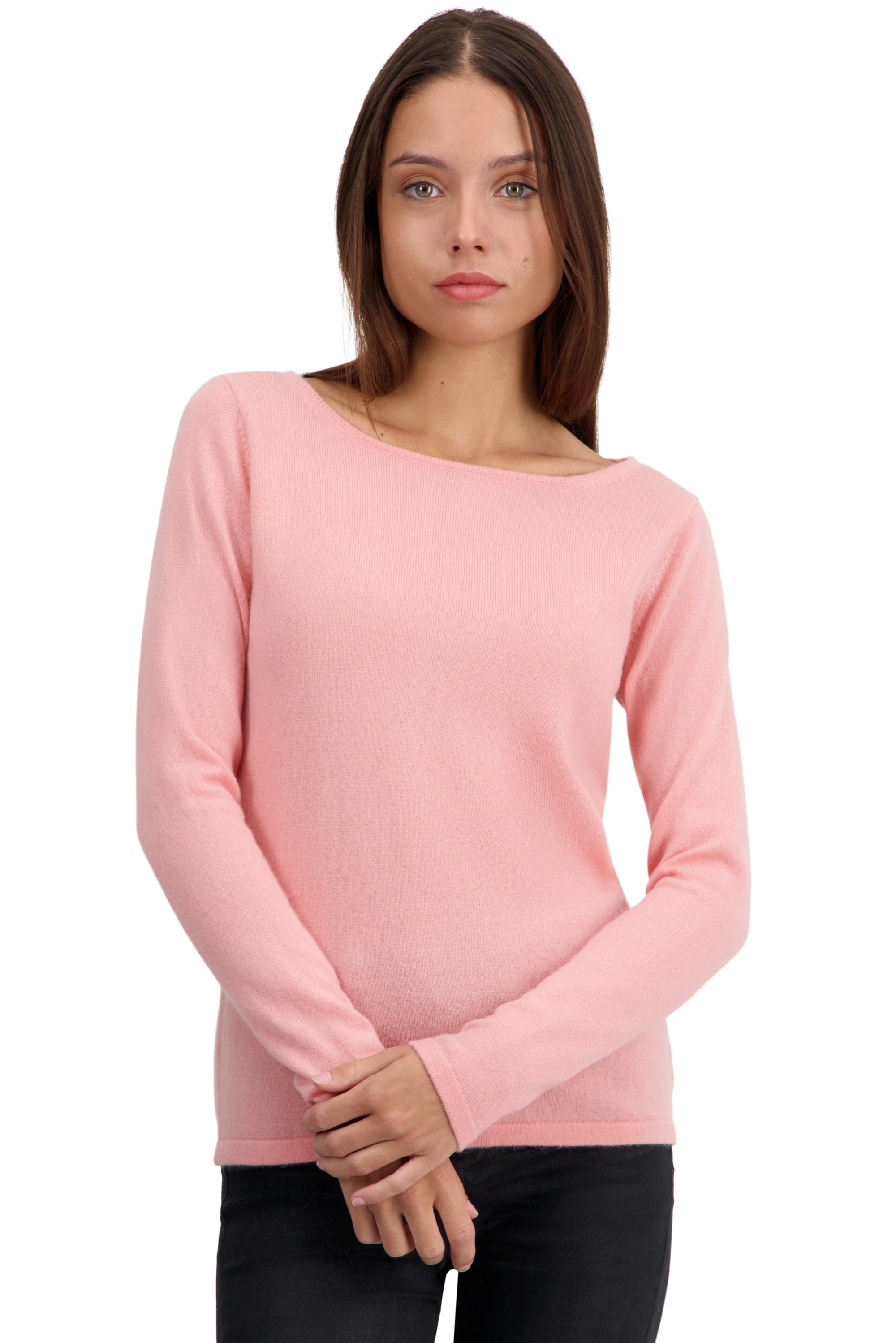 Cachemire pull femme col rond tennessy first tea rose s