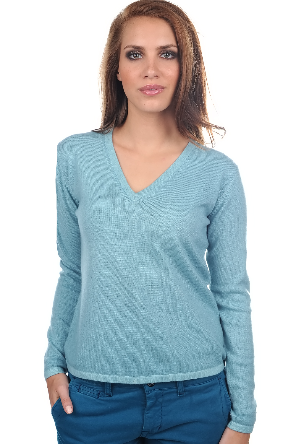 Cachemire pull femme col v emma tourmaline 