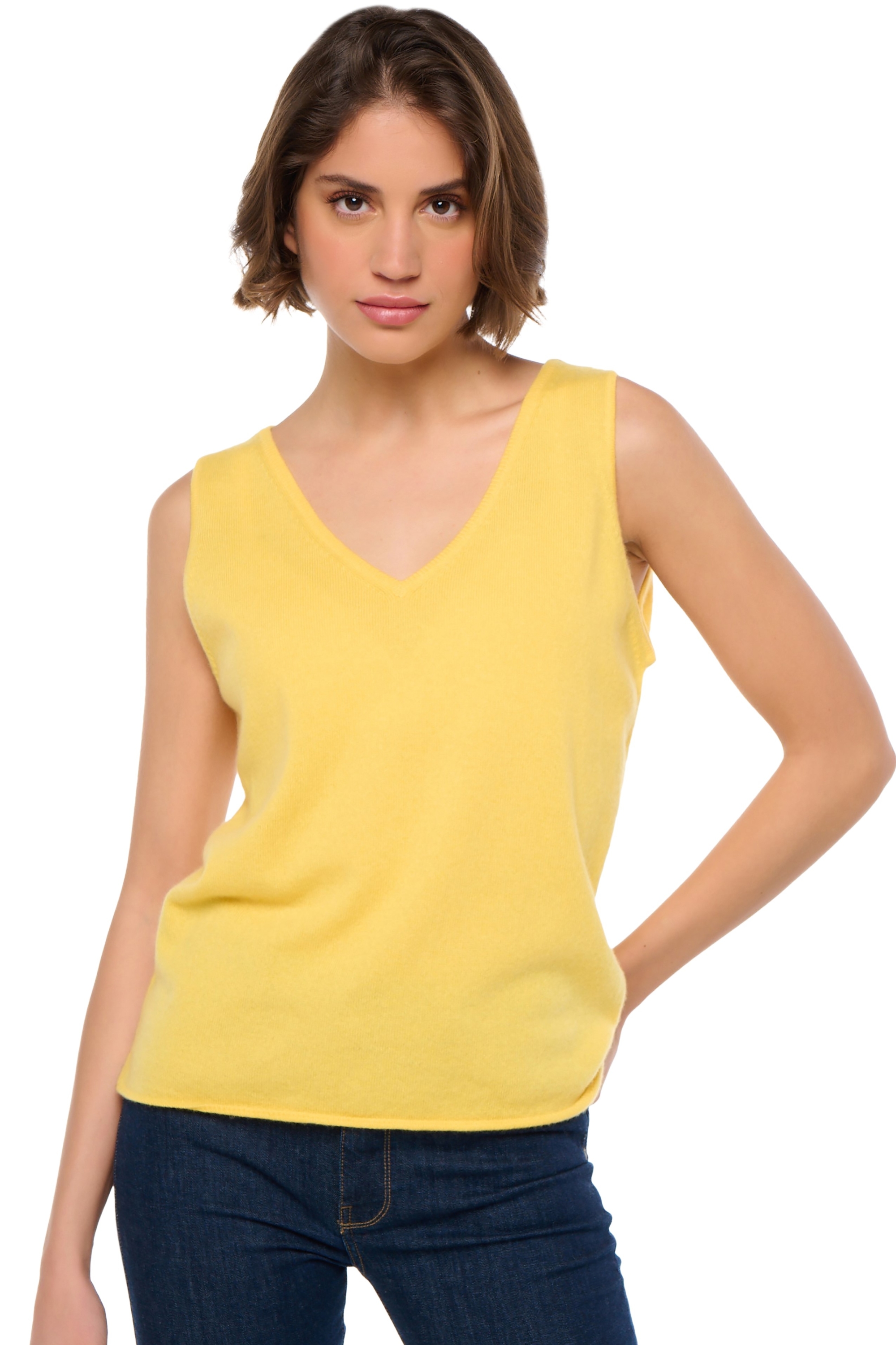 Cachemire pull femme col v saige daffodil s