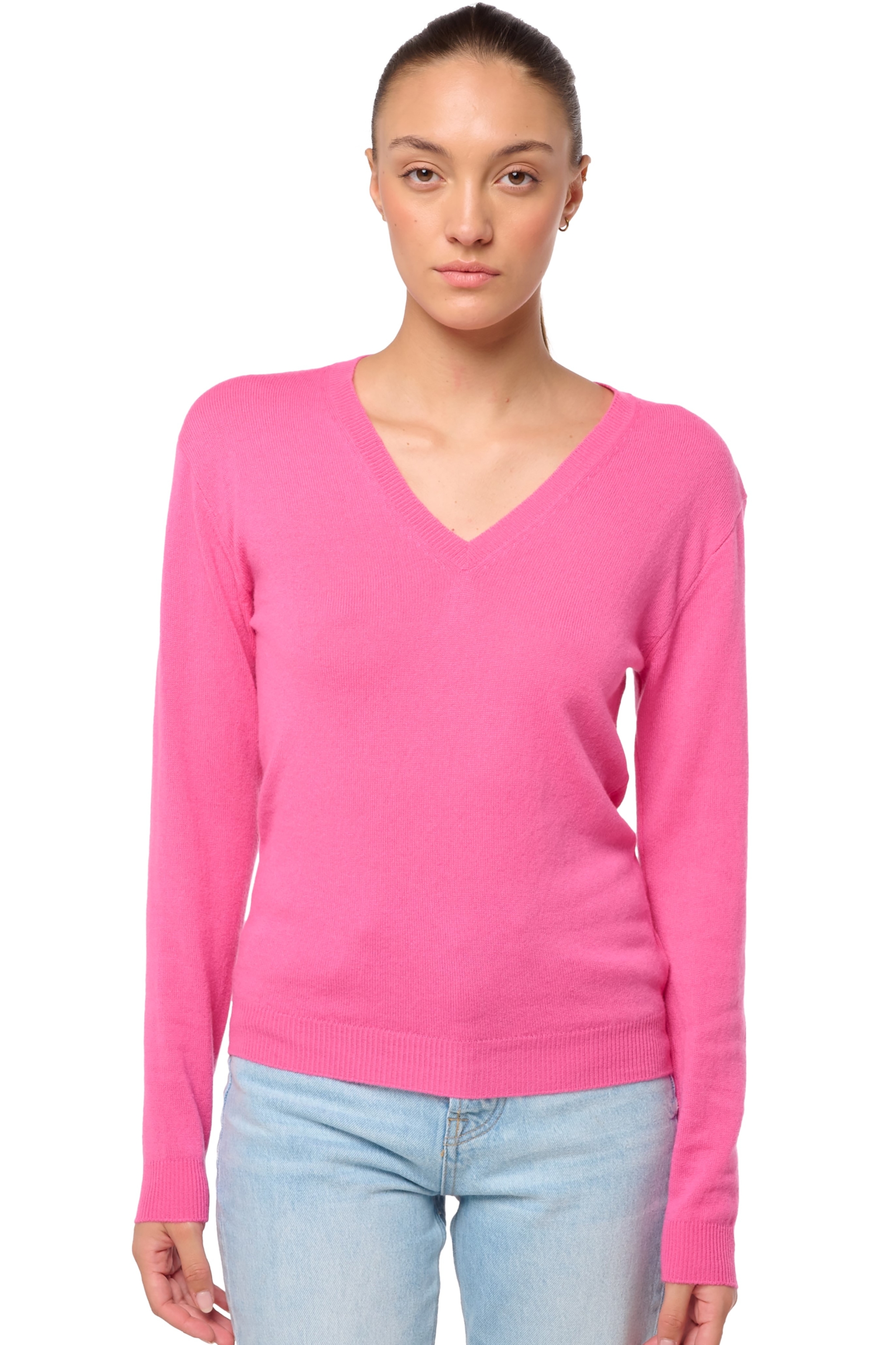 Cachemire pull femme col v tessa first flashy rose xs