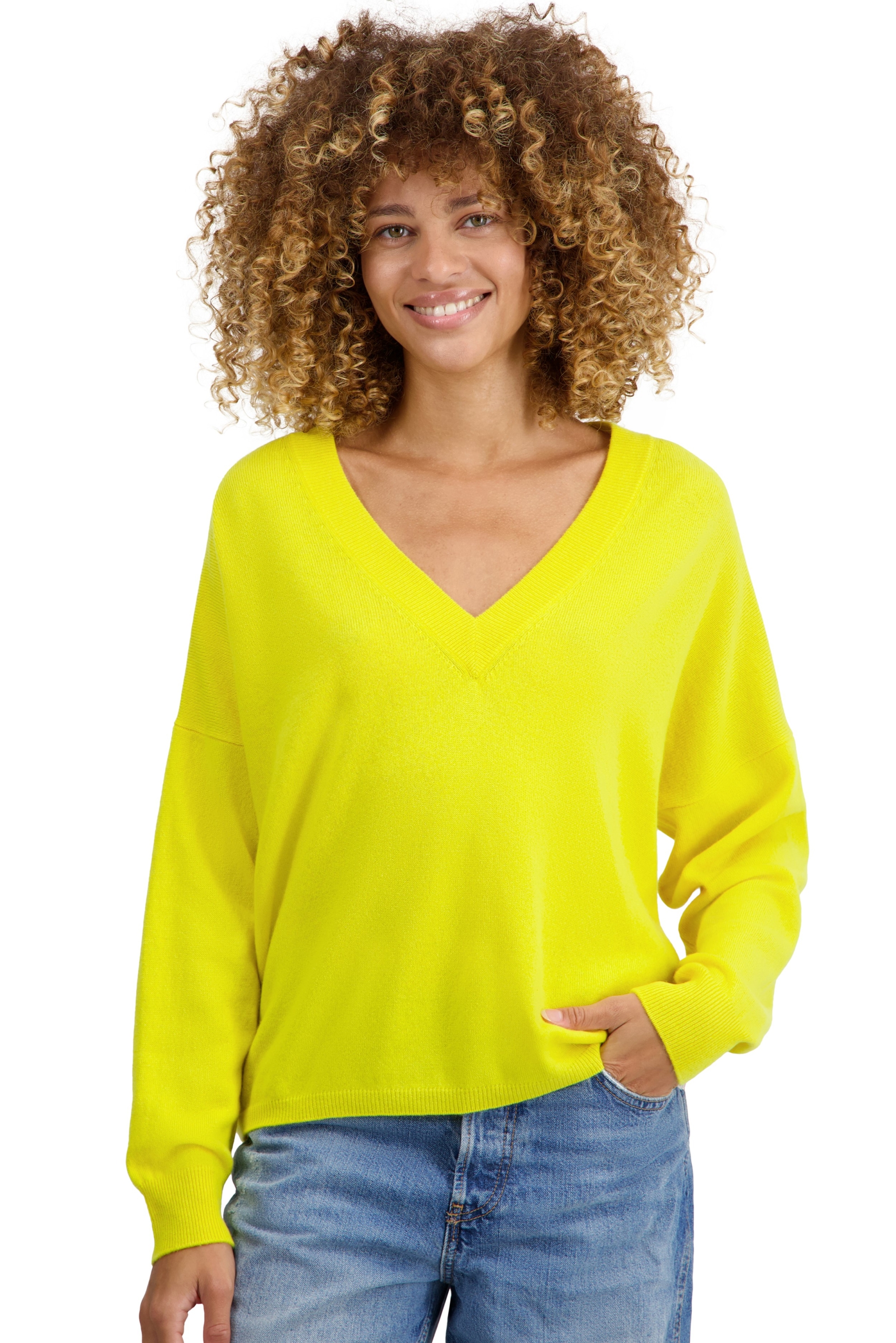 Cachemire pull femme collection printemps ete theia jaune citric 3xl