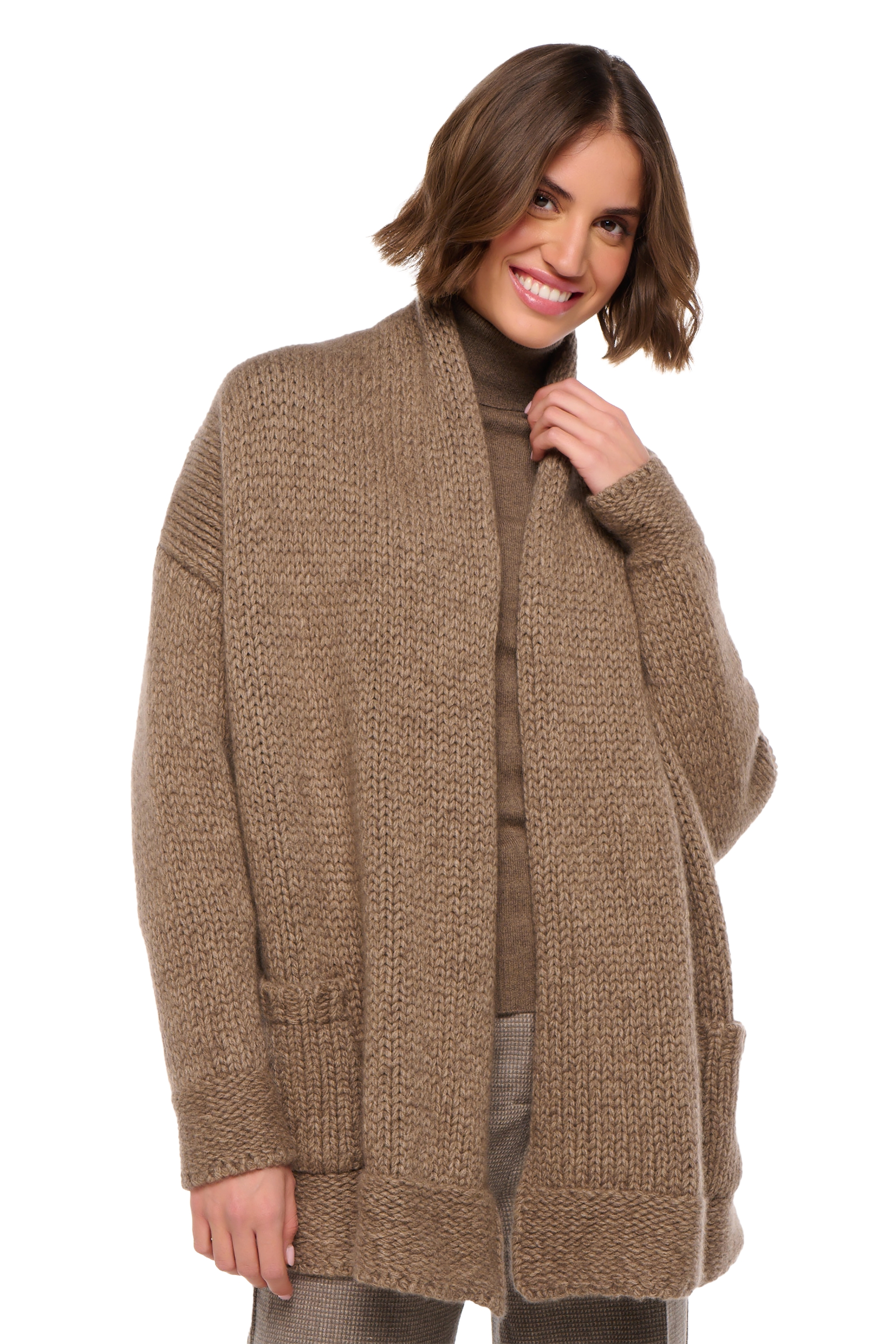 Cachemire pull femme epais vienne natural stone natural brown m