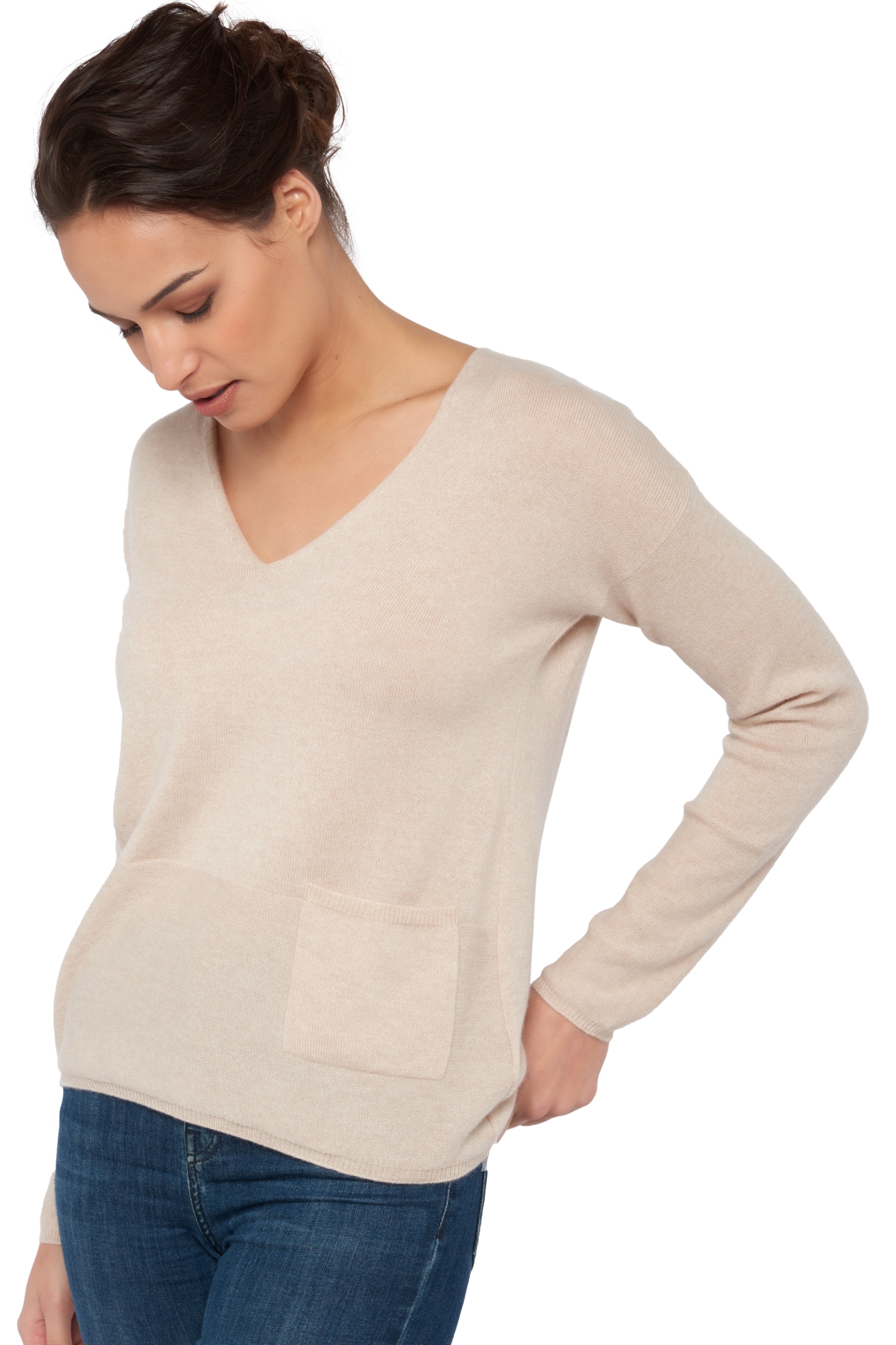 Cachemire pull femme soldes uliana natural beige s