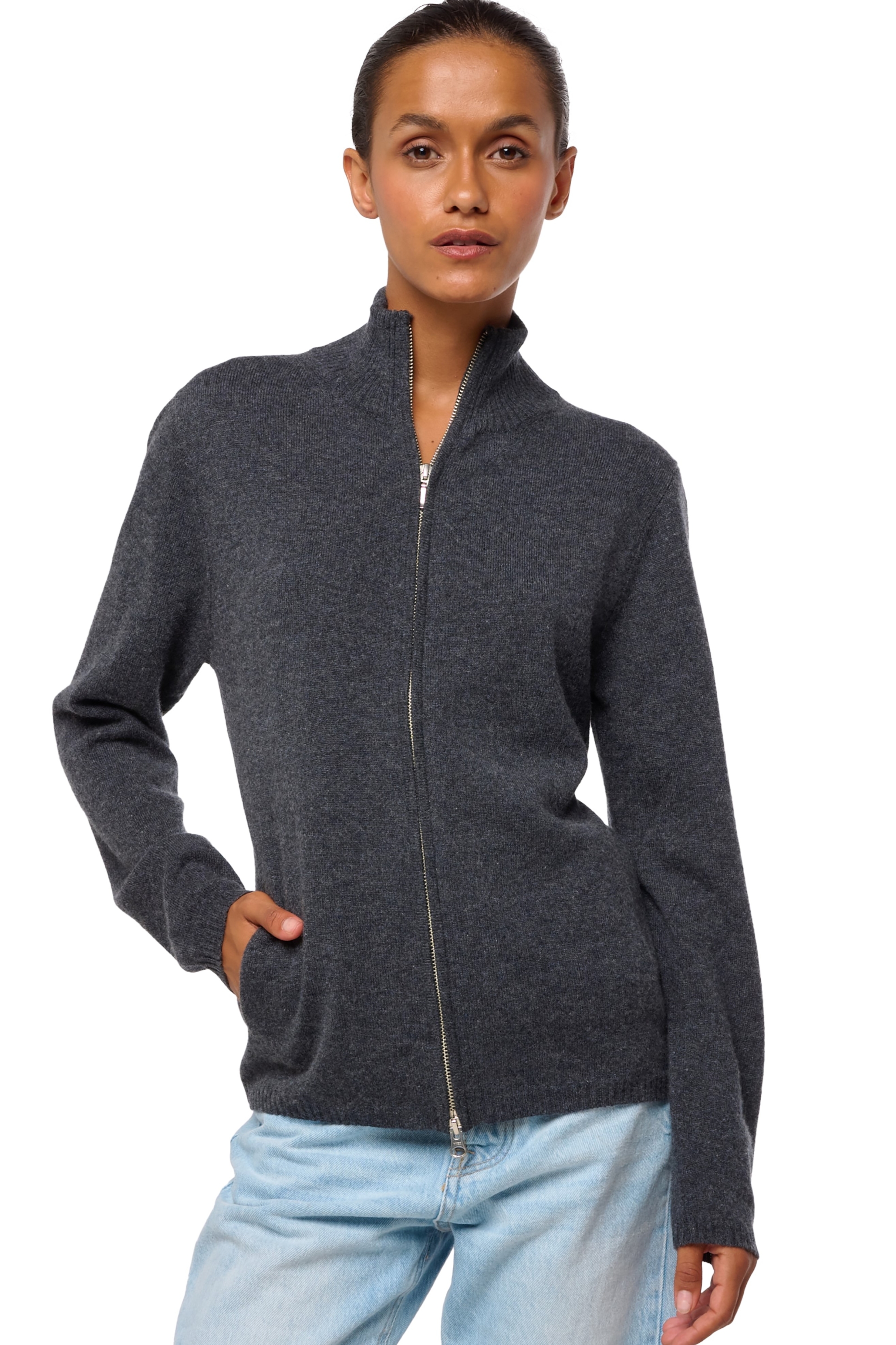 Cachemire pull femme thames first dark grey m