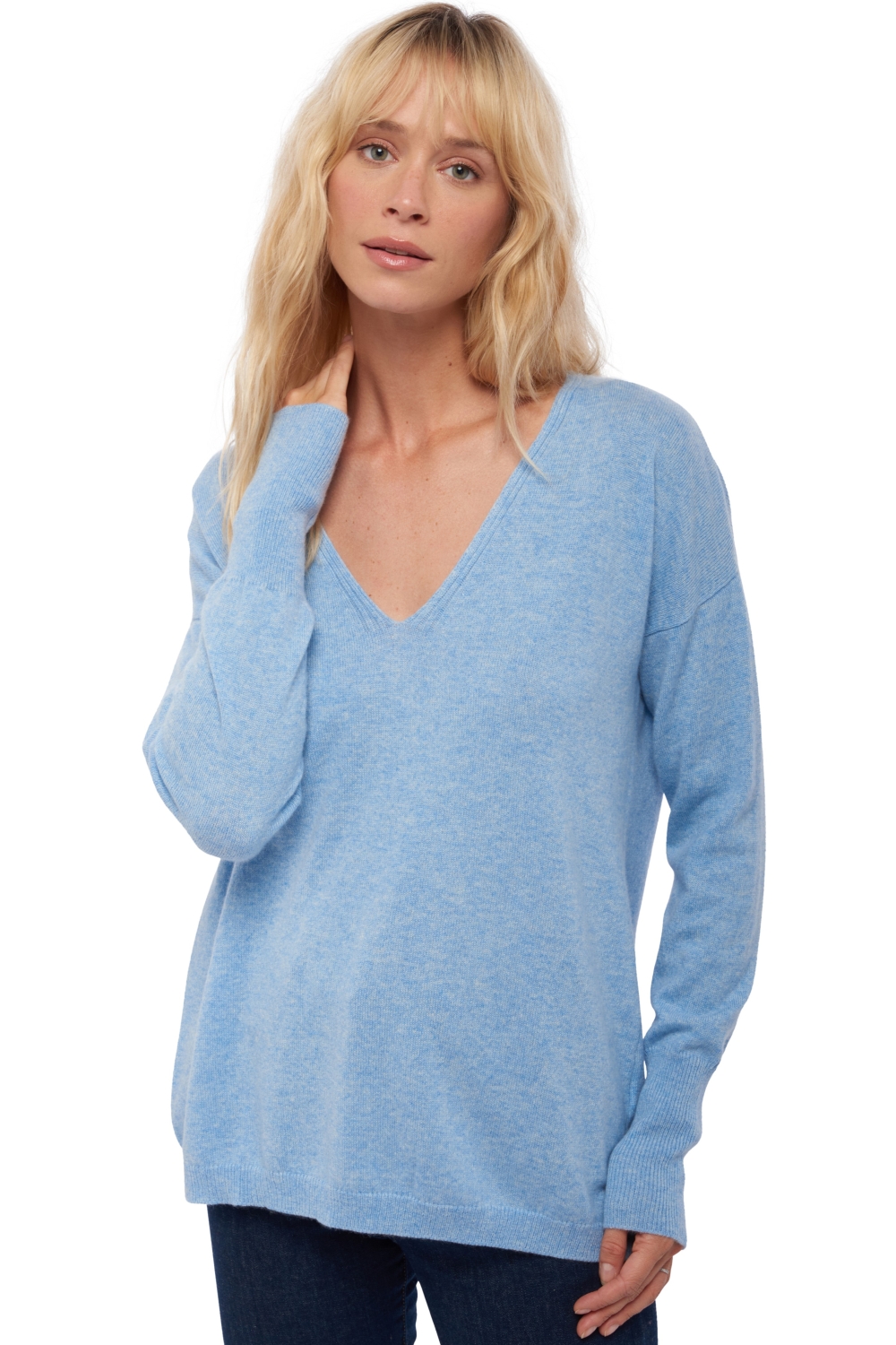 Cachemire pull femme varsovie bleu azur chine 3xl