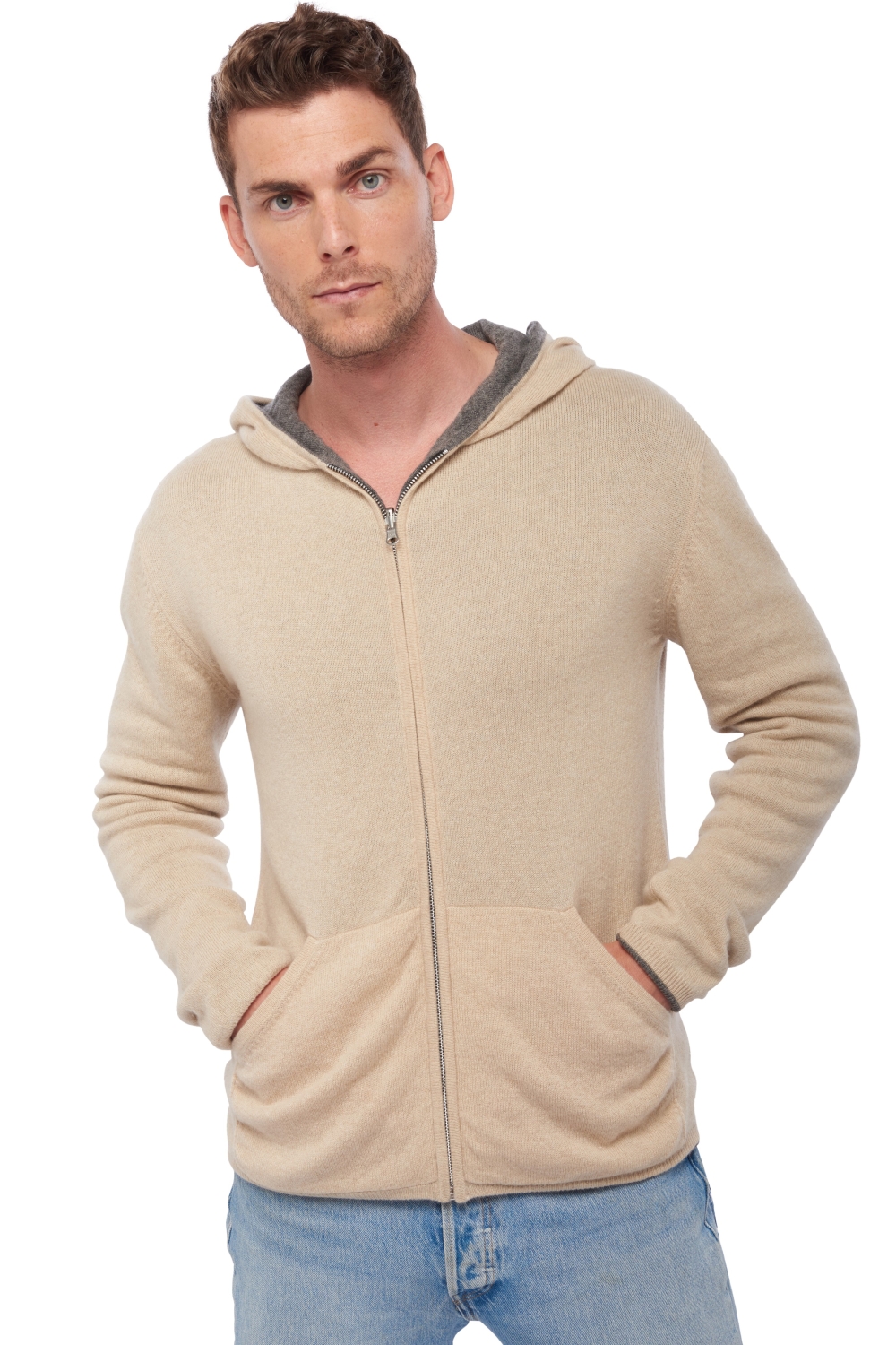 Cachemire pull homme carson marmotte chine natural beige 2xl
