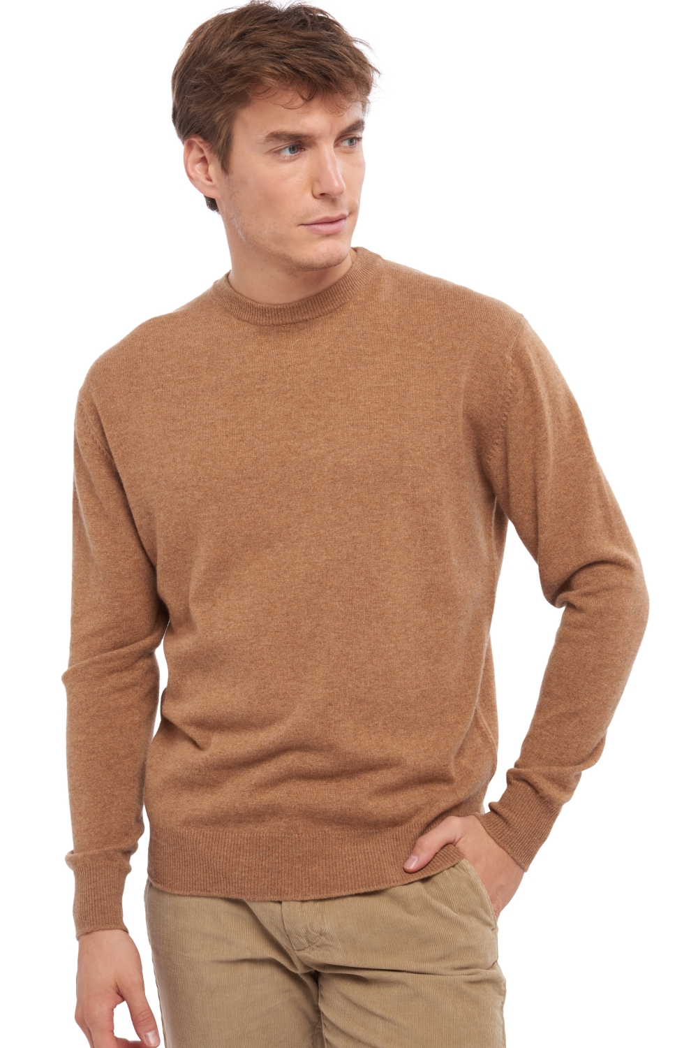 Cachemire pull homme col rond nestor camel chine 