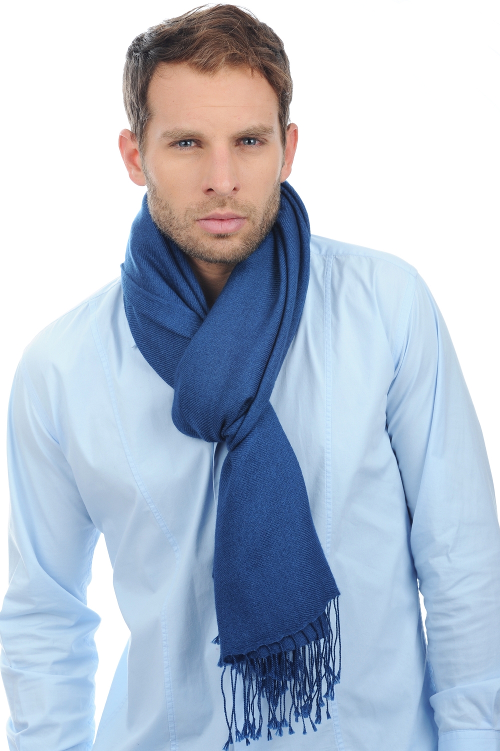 Cachemire pull homme diamant bleu prusse 201 cm x 71 cm