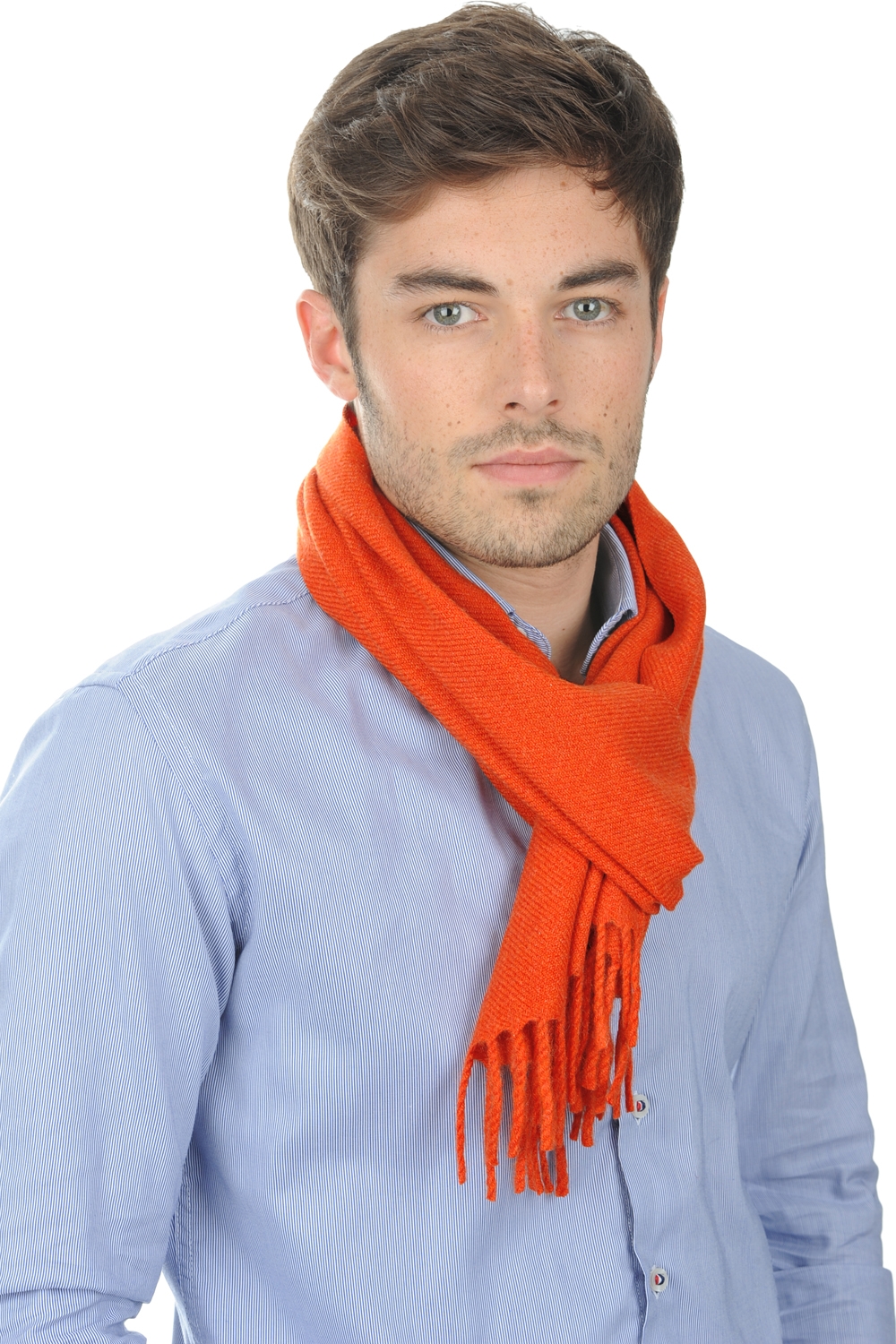 Cachemire pull homme echarpes et cheches zak170 paprika 170 x 25 cm