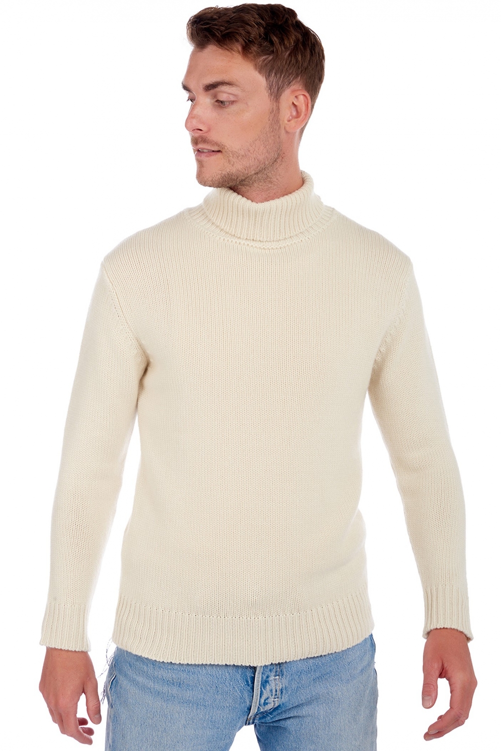 Cachemire pull homme epais artemi natural ecru 3xl