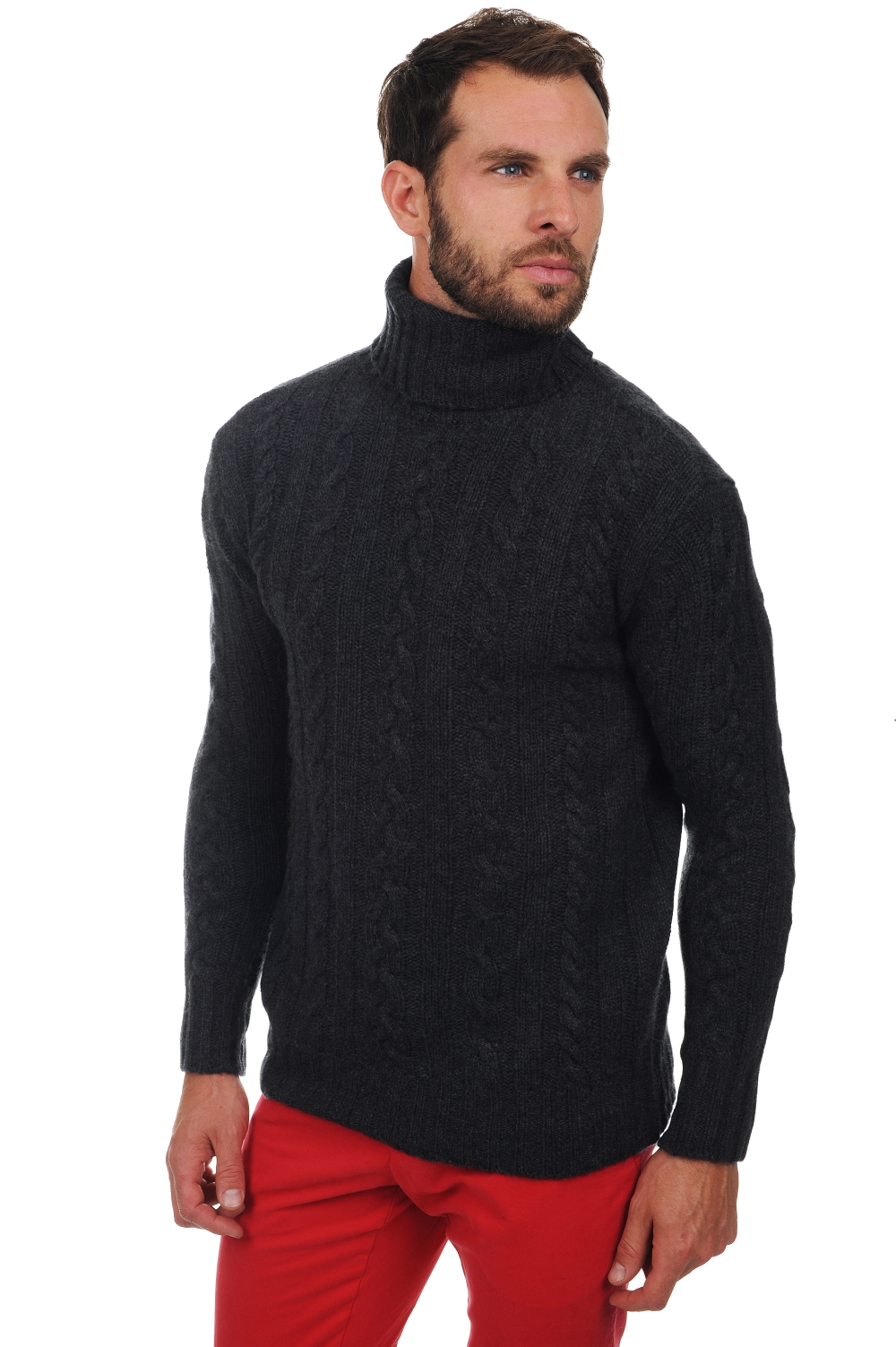 Cachemire pull homme epais lucas anthracite chine 2xl