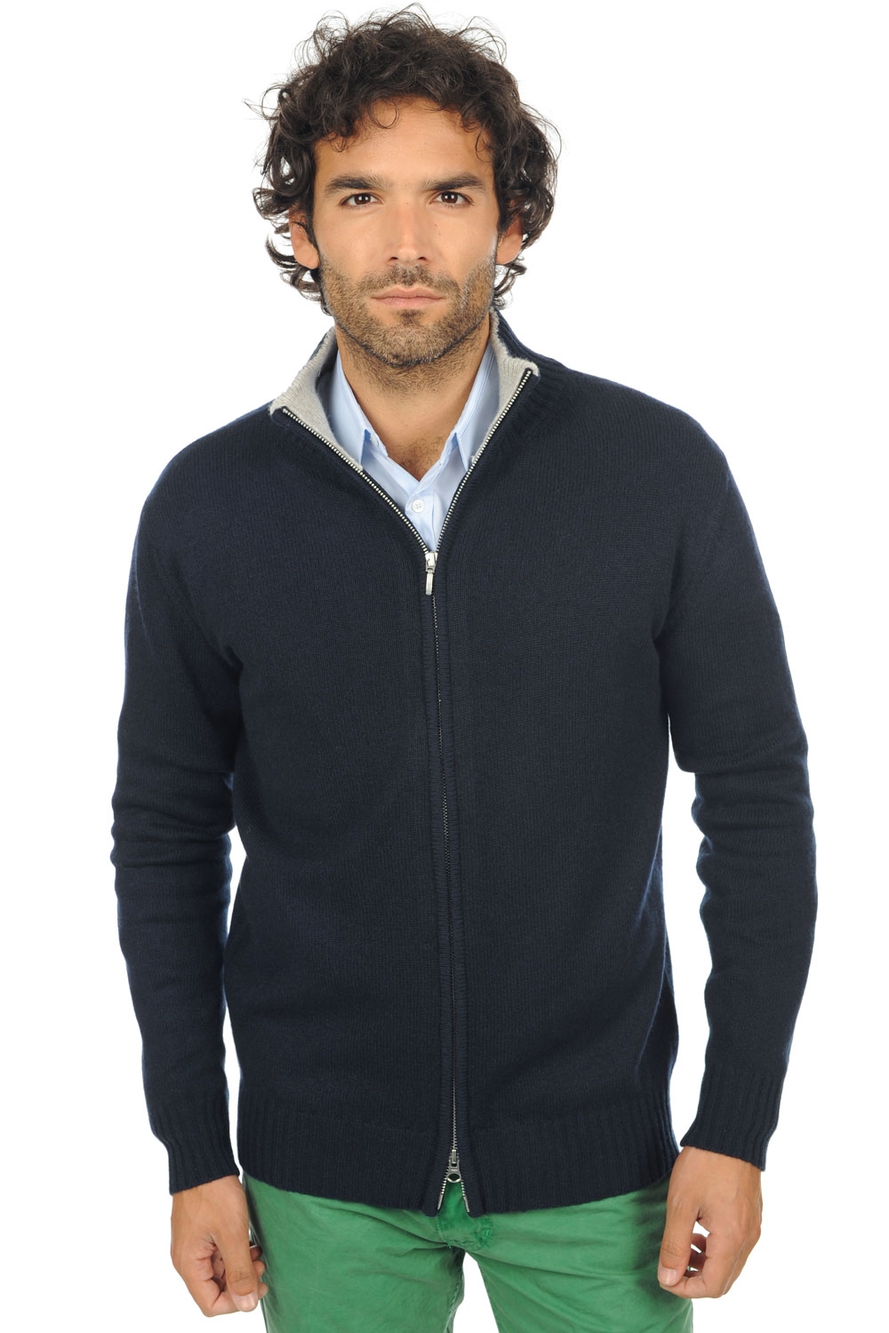 Cachemire pull homme epais maxime marine fonce flanelle chine xs