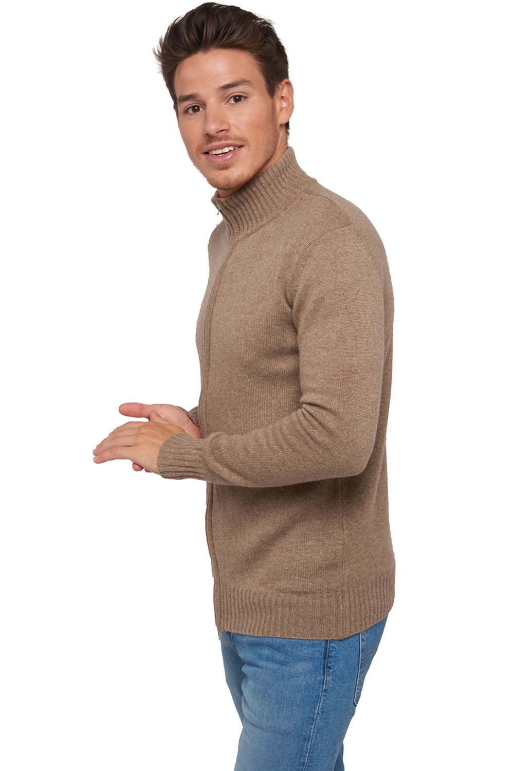 Cachemire pull homme epais maxime natural brown natural beige s