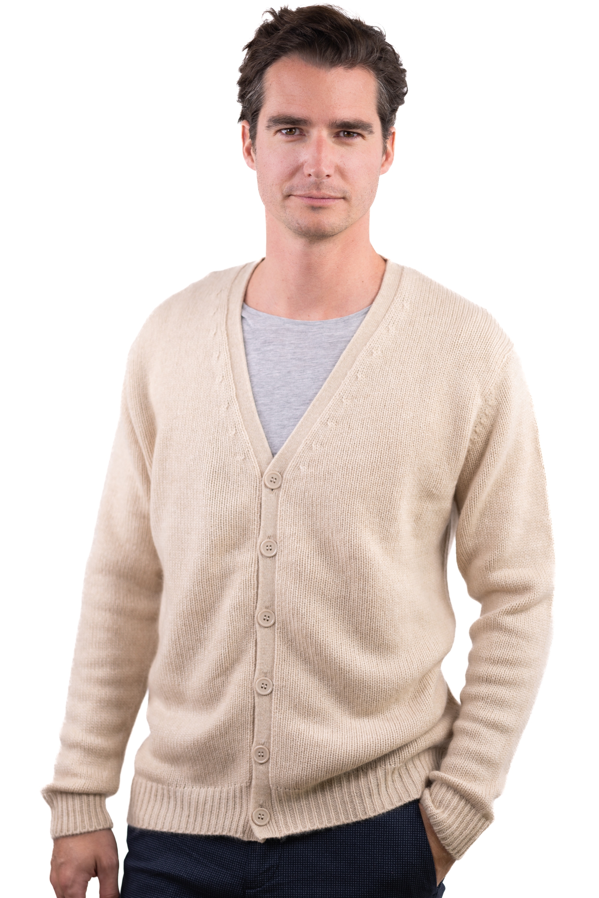 Cachemire pull homme leon natural beige s