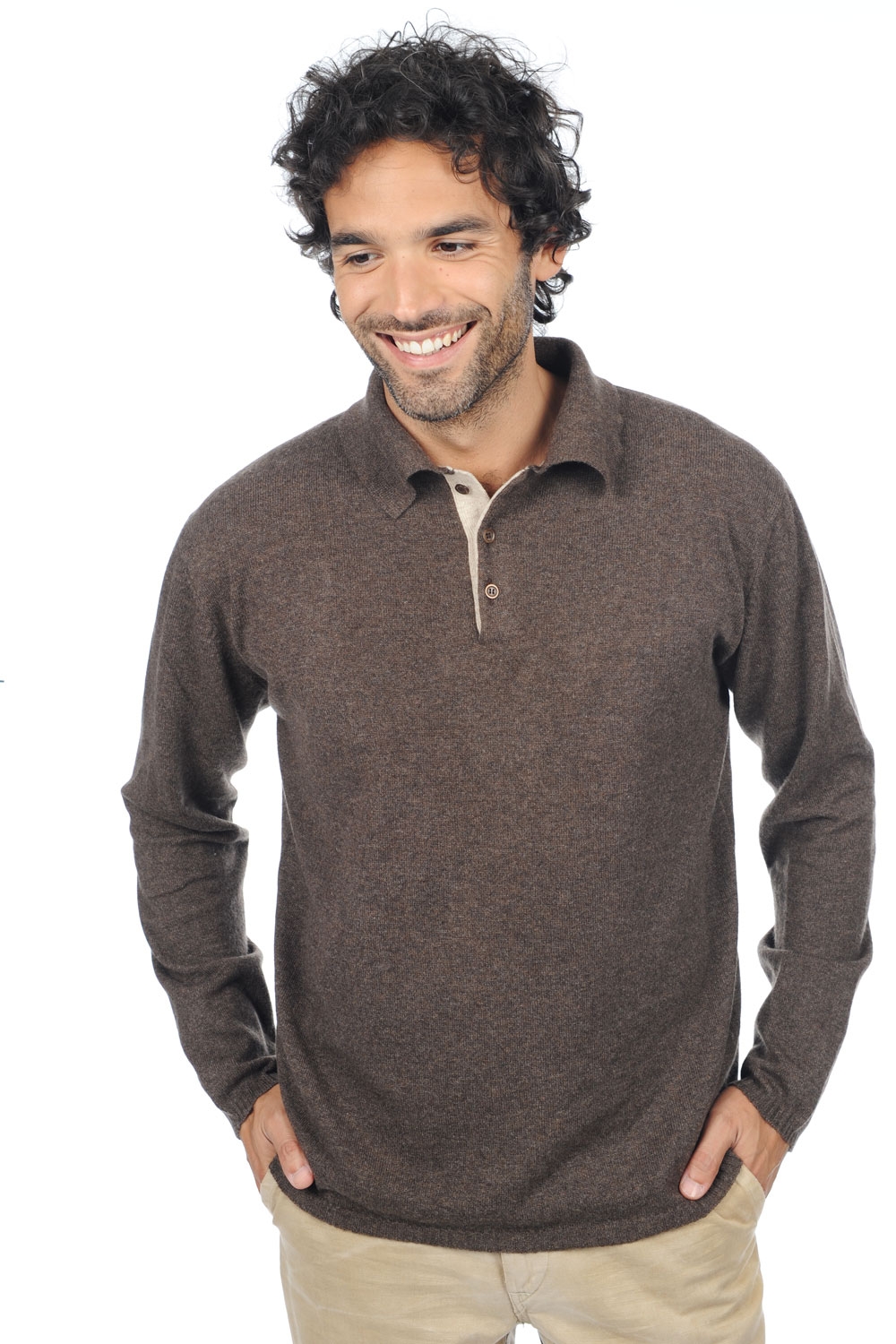 Cachemire pull homme scott marron chine beige intemporel xs