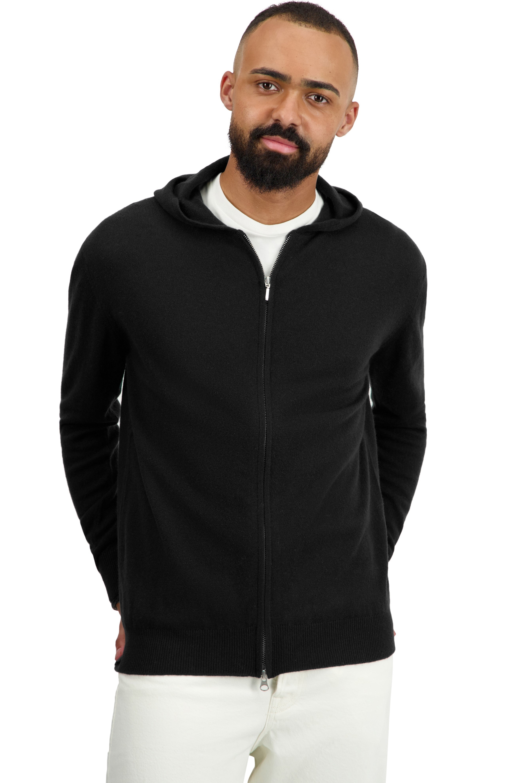 Cachemire pull homme zip capuche taboo first noir m