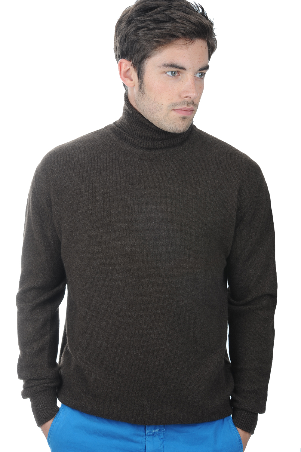 Yak pull homme col roule yakedgar marron naturel 3xl